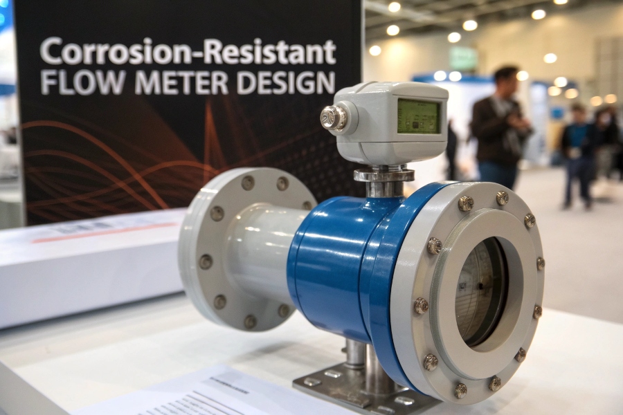 electromagnetic flow meter with corrosion-resistant lining