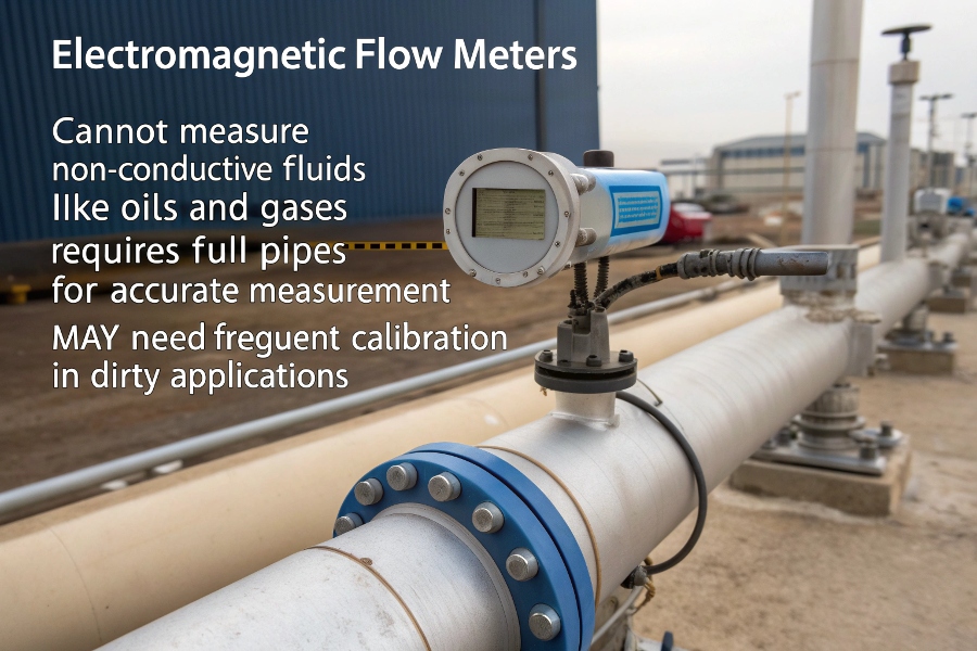EM flow meter limitations