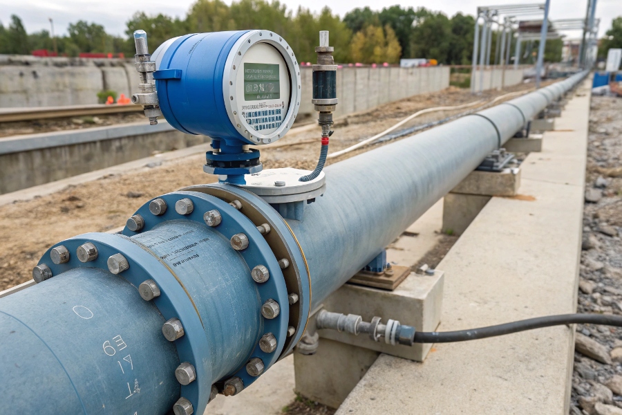 electromagnetic flow meter installation