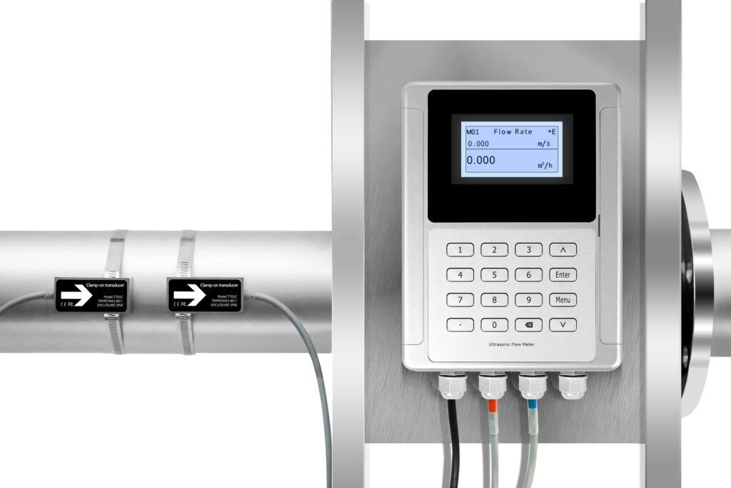 Typical Industrial Installation ofa Clamp On Ultrasonic Flow Meter
