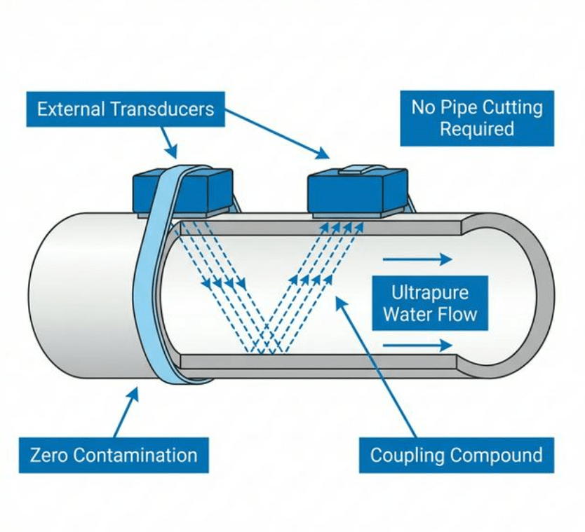 Clamp-On Ultrasonic Flow Meter Installation on PVDF Pipe