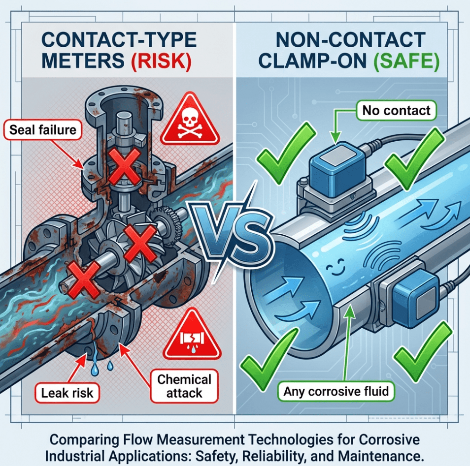 Contact-Type vs Non-Contact Flow Meter Comparison for Corrosive Chemicals
