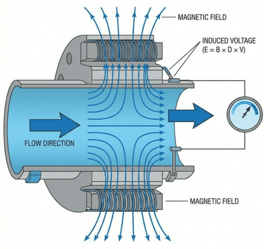 Electromagnetic Flow Meter Working Principle Diagram